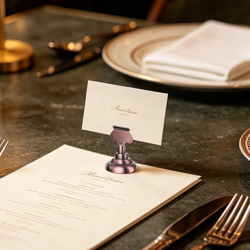 Urban Deco 16PK Table Number & Place Card Holders - 1.7 Inch Steel Holders for Photos, Food Signs, Memo Notes, Weddings, Restaurants, Birthdays (Copper) - color: Antique Copper 16PK