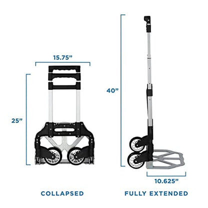 Mount-It! Folding Hand Truck and Personal Dolly, Foldable Aluminum Trolley Cart, 165 Lb Capacity Heavy Duty Dolly with Wheels of Rubber for Moving, Comfortable Telescoping Handle for Indoor Outdoor - size: 165 Lb Capacity