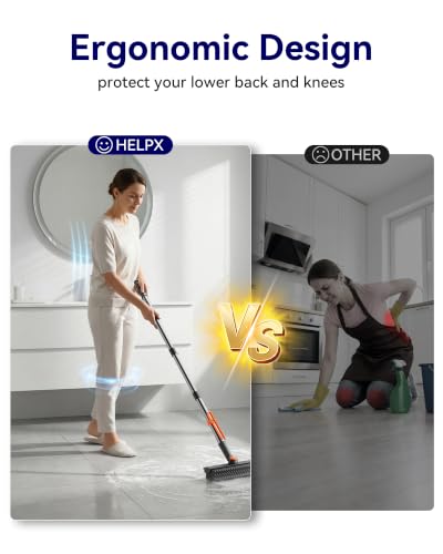 3 in 1 Adjustable Small Floor Scrub Brush with Long Handle - color: Grayorange