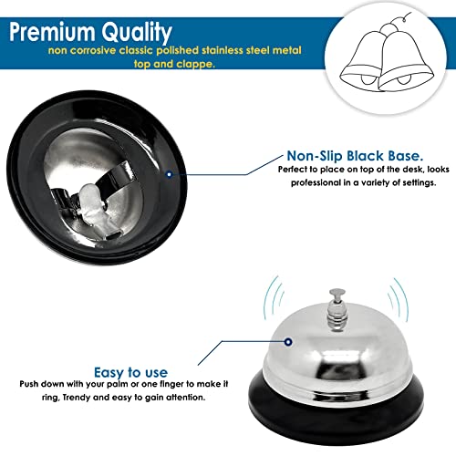1pcs Call Bell, Service Bell, Loud and Clear Ring Stainless Steel Metal Counter Service Bell,for Hotels, Schools, Restaurants,Reception Areas(Small Size)