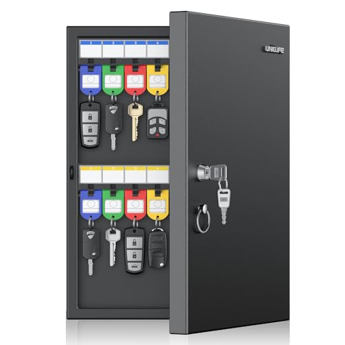 Uniclife 32 Position Key Lock Box, Wall Mount Security Key Cabinet, Black - color: Black, size: 32-key(key lock)