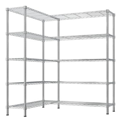 5-Tier Shelf, Adjustable Wire Metal Rack Shelving, Heavy Duty Standing Storage Shelves, Garage, Kitchen, Office, Bathroom, Shelfs Easy Assembly, 58" W x 14" D x 71" H, Chrome - color: Chrome, size: 5-tier 57.87"W x 13.78"D x 70.87"H