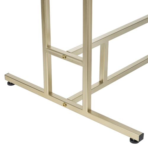 MyGift Brass Garment Rack, Double Rod Clothes Rack with Storage Shelf - color: Brass