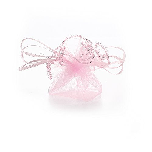 100Pcs 9.8 Inch Round Organza Bags Drawstring, Tulle Circles Baby Shower Wedding Party Favor Gift Bags Sheer Jewelry Candy Pouch (Pink) - color: Pink