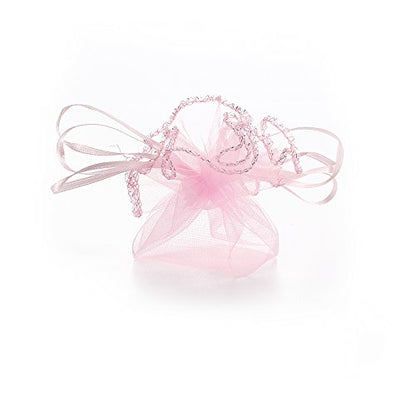 100Pcs 9.8 Inch Round Organza Bags Drawstring, Tulle Circles Baby Shower Wedding Party Favor Gift Bags Sheer Jewelry Candy Pouch (Pink) - color: Pink