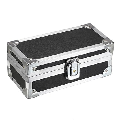 Hipiwe Lockable Cash Box with Key and Single Row Currency Tray - color: Black+Silver, size: Small