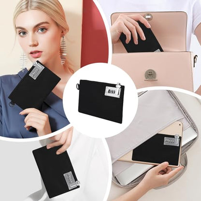 Lockable Money Bag, 5.3 x 8.3 Inches Nylon Locking Coin Purse Bank Pouch, Cash Bag with Lock, Portable Travel Money Pouch, Jewelry, Passports, Medicine, Credit Cards - 1Pcs (Black) - color: Black