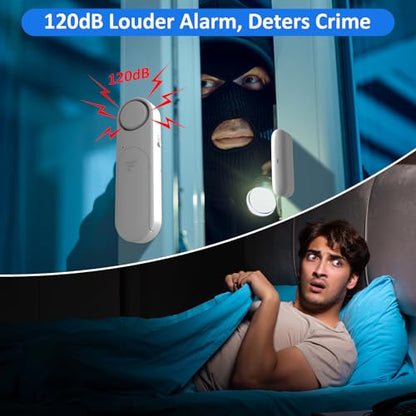 Window & Door Alarm When Opened 2-Pack for Kids Safety/Home Security, White - color: White