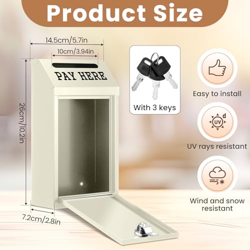 Yaocom Metal Money Cash Box,Beige,10.2 X 5.7 X 2.8 Inch - color: Beige, size: 10.2 x 5.7 x 2.8 Inch