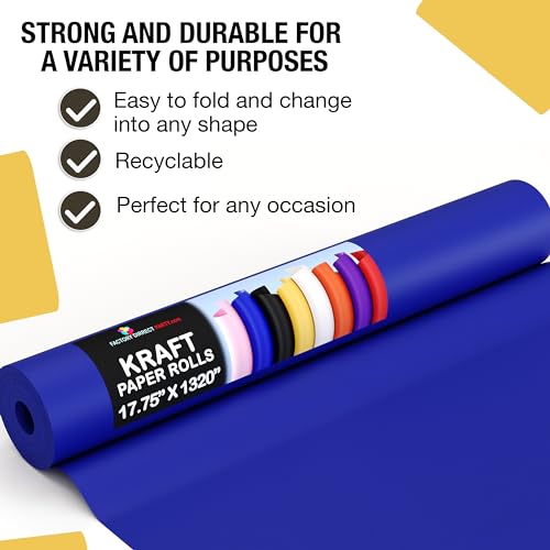 Crown Display Dark Blue Kraft Paper Roll - 17.75" X 1320" (110' Ft) - Shipping & Packing Paper - Craft Supplies - color: Dark Blue, size: 17.75" x 1320"