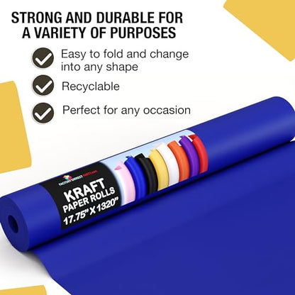 Crown Display Dark Blue Kraft Paper Roll - 17.75" X 1320" (110' Ft) - Shipping & Packing Paper - Craft Supplies - color: Dark Blue, size: 17.75" x 1320"