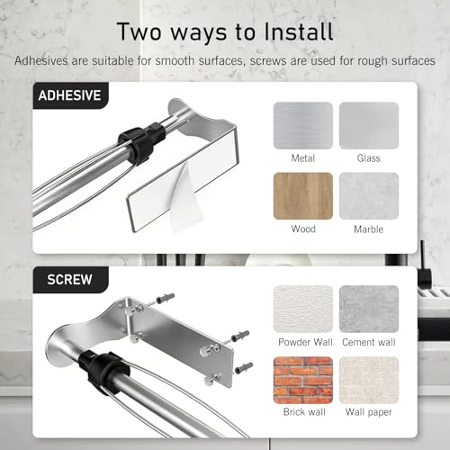SetSail Paper Towel Holder, Paper Towel Holder Under Cabinet with Adjustable Damper Easy Tear Wall Mount Self-Adhesive or Drilled for Kitchen Bathroom, Silver - color: Silver