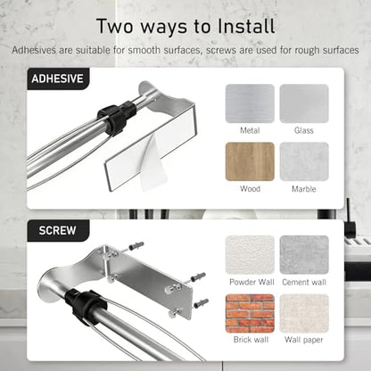 SetSail Paper Towel Holder, Paper Towel Holder Under Cabinet with Adjustable Damper Easy Tear Wall Mount Self-Adhesive or Drilled for Kitchen Bathroom, Silver - color: Silver
