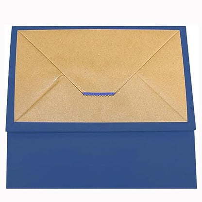 bagmad 100 Pack 5.25x3.25x8 Inch Small Blue Kraft Paper Bags with Handles Bulk, Gift Bags, Craft Grocery Shopping Retail Party Favors Wedding Sacks (Blue, 100pcs) - color: Blue