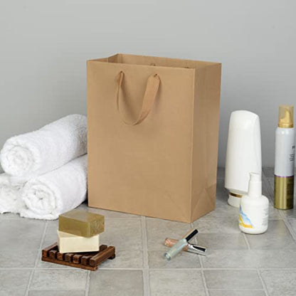 Prime Line Packaging Small Brown Gift Bags with Handles, 6x3x9 In, 50 Pack - size: 1 Count (Pack of 50)