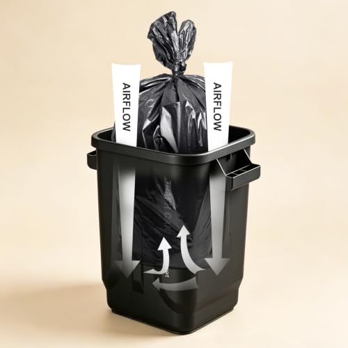 Kitchen Trash Can, Plastic Square Trash bin,8 Gallon,Black