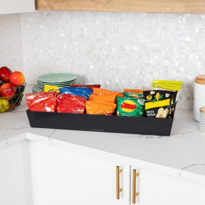 Mind Reader Snack Tray, Countertop Organizer, Snack Tray, Pantry, Breakroom, Kitchen, Black - color: Black