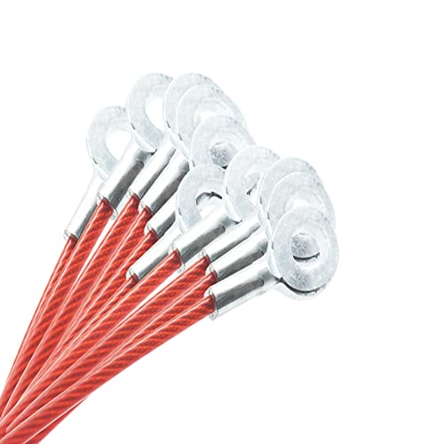 1/8"(3mm) Wire Diam Galvanized Steel Cable Eyelets Ended Short Rope Lanyard Safety Tether Chain Lock with Vinyl Coated Cover, 10 Pcs Red 10"/25cm Length - color: Red, size: 10 inch_10pcs