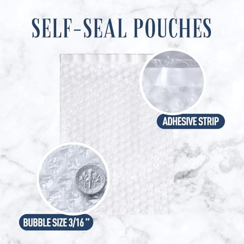 ALTERNIUM Self Seal Bubble Pouches - Bubble Bags for Packing, Packaging Filler for Moving - Cushioning Wrap for Fragile Items, Dish Packing Kit Shipping Supplies for Small Business - 7.5x8 Inch, 50pcs - size: 7.5"x8" - 50 pack