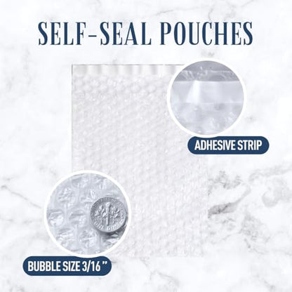 ALTERNIUM Self Seal Bubble Pouches - Bubble Bags for Packing, Packaging Filler for Moving - Cushioning Wrap for Fragile Items, Dish Packing Kit Shipping Supplies for Small Business - 7.5x8 Inch, 50pcs - size: 7.5"x8" - 50 pack