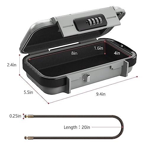 LOFICOPER Portable Safe Box, 4 Digit Combination Security Case, Waterproof Travel Lock Box, Small Beach Safe with Removable Chain, for Sports, Travel, Home, Office, Grey - color: Grey