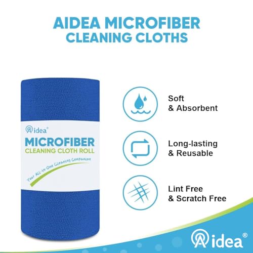 AIDEA Microfiber Cleaning Cloth Roll-75PK,Paper Towels 11.5×11.5",Dark Blue - color: Dark Blue