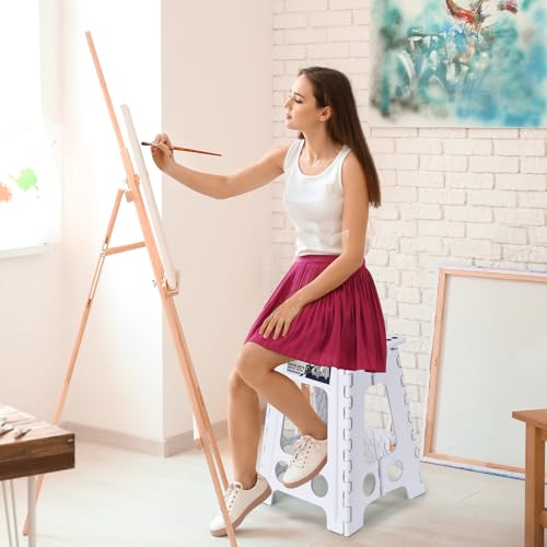 Delxo 17.5 Inch Folding Step Stool,Foldable Step Stool for Adults White - color: White, size: 17.5 Inch
