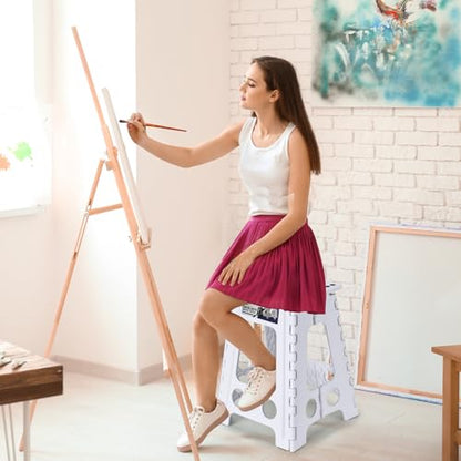 Delxo 17.5 Inch Folding Step Stool,Foldable Step Stool for Adults White - color: White, size: 17.5 Inch