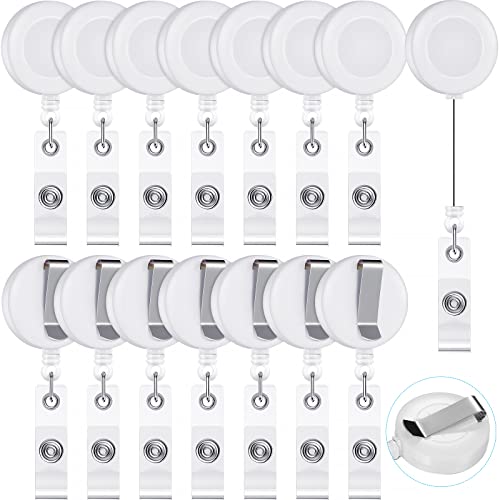 Zonon 100 Pcs Retractable Badge Reel ID Holder with Clip,White - color: White