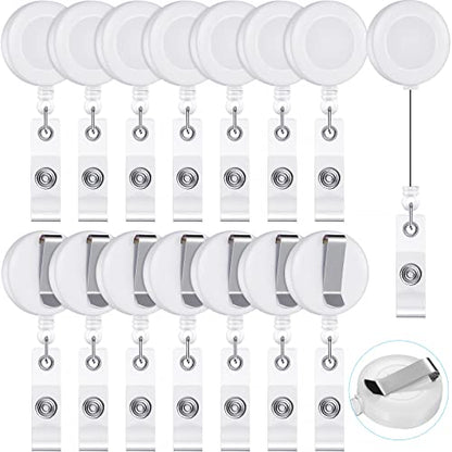 Zonon 100 Pcs Retractable Badge Reel ID Holder with Clip,White - color: White
