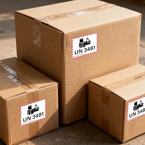 200 PCS UN 3481 Stickers Lithium Ion Battery Caution Labels - size: 4.7 x 4.3 Inches