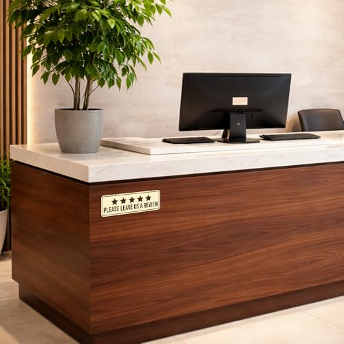 Standard Please Leave Us A Review Sign (Black/Gold) - Small - color: Black Gold, size: Small (2" x 6")