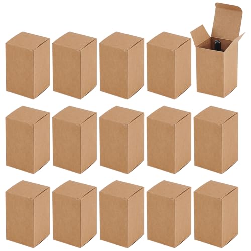 PH PandaHall 30pcs 2x2x3 inch Paper Essential Oil Packing Box, Kraft Paperboard Gift Box Small Packing Boxes Packaging Cases Gift Wrapping Boxes for Glass Dropper Bottles Diffuser Bottles, BurlyWood - color: BurlyWood