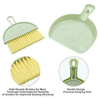Hitefu Small Broom and Dustpan Set, Mini, Green - color: Green