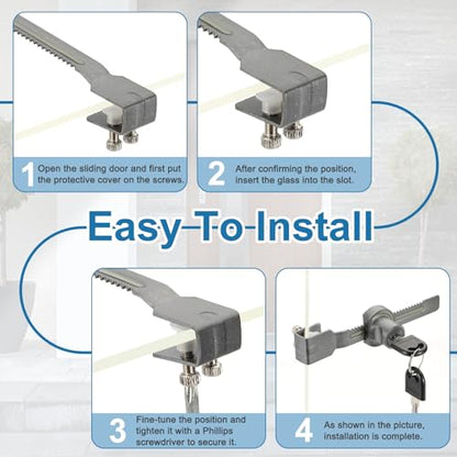 1" Luminous Sliding Glass Door Ratchet Lock Fit 0.39-0.79" Black - color: Black, size: 1 Inch