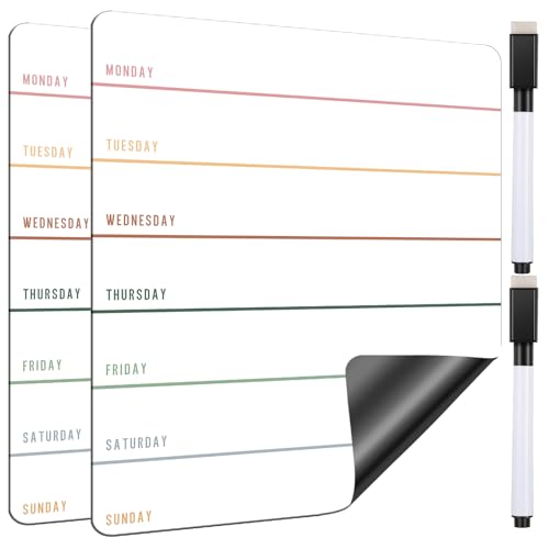 Outus 2 Pieces Magnetic Weekly Dry Erase Boards Erasable, Simple Style - style: Simple Style