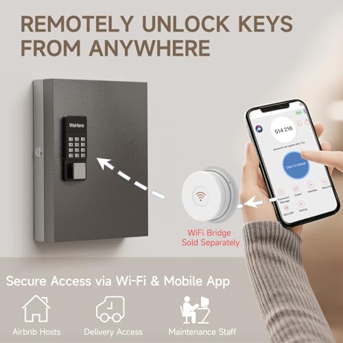 32 Key Lock Box Smart Key Organier Cabinet with Keypad & App for Office - size: 2.3inx11.3inx14.1in