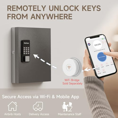 32 Key Lock Box Smart Key Organier Cabinet with Keypad & App for Office - size: 2.3inx11.3inx14.1in