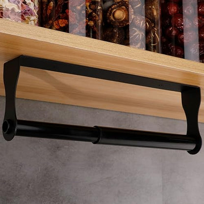 Under Cabinet Paper Towel Holder, Black Stainless Steel Kitchen Rack