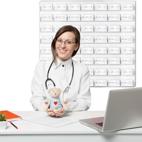 Hillban Acrylic Business Card Holder Wall Mount Office, 56 Pockets - size: 56 Pockets