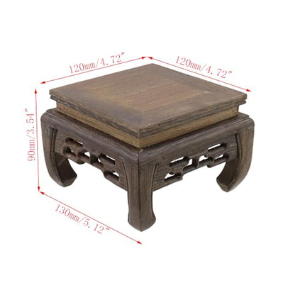Wooden Display Stand Base Wood Carved Craft Pedestal, 4.72" x 4.72" - size: Square, 4.72" x 4.72"