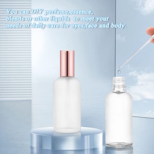 6 Pack 3.4 Oz Glass Spray Bottles,Empty Perfume Frosted Glass Fine Mist Atomizer,Refillable Small Travel Containers for Cleaning Products,Essential Oils,Body Sprays-Rose-Golden Sprayer