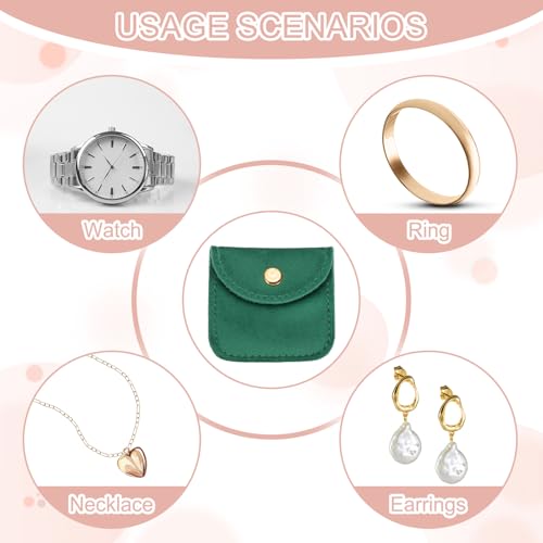 PATIKIL 3x3 Inch Velvet Jewelry Pouches, 24 Pcs Jewelry Packaging Gift Bags with Snap Button for Bracelet Necklace Rings Watch, Dark Green - color: Dark Green