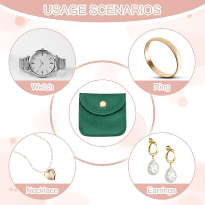 PATIKIL 3x3 Inch Velvet Jewelry Pouches, 24 Pcs Jewelry Packaging Gift Bags with Snap Button for Bracelet Necklace Rings Watch, Dark Green - color: Dark Green