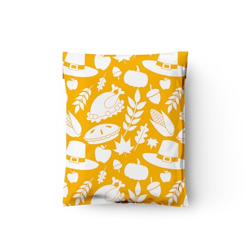 10x13 (100) Thanksgiving Fall Designer Poly Mailers Waterproof Self Sealing Tear Resistant Polymailers Shipping Envelopes Premium Printed Bags For Small Businesses - color: Thanksgiving, size: 10x13