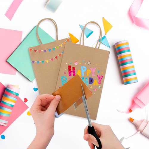 MESHA Gift Bags 200Pcs 5.25x3.75x8 Small Brown Paper Bags with Handles Bulk - color: Brown