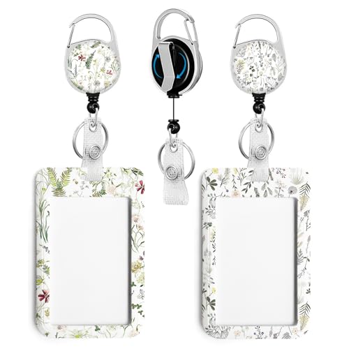 2 Pack Flowers ID Badge Holder with Clip Badge Reels - color: 2 Pack-flowers 10