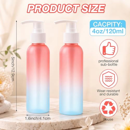 Nuenen 48 Pcs 4oz/120ml Lotion Bottles with Pump, Pink Blue Gradient - color: Pink Blue Gradient