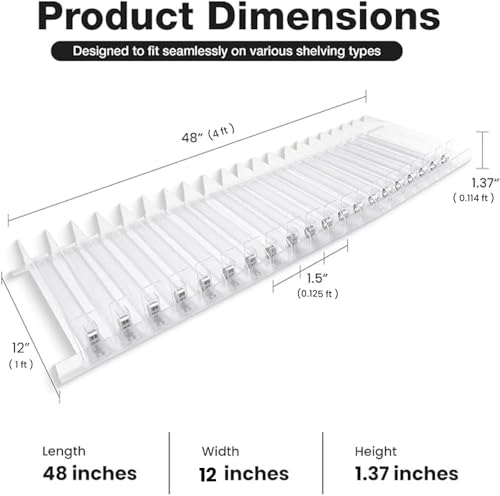 20-Pack 4FT, 12IN, 3N Spring-Loaded Shelf Pushers for Gondola Shelves (1–6 oz Products) - size: 3N (1-to-6 OZ)