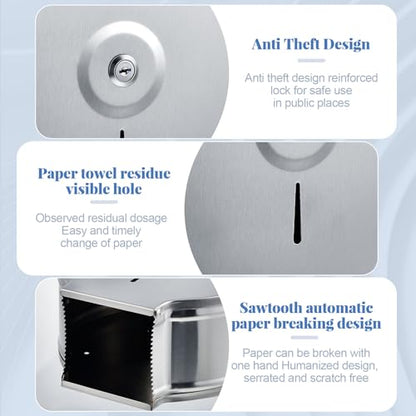 Mifoci 2 Pcs Industrial Toilet Paper Holder Commercial Roll Dispenser Wall Mount Stainless Steel Jumbo Tissue Dispenser Fits 9" Roll Toilet Paper for Office Home Public Places (Silver) - color: Silver